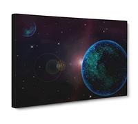 Space Planets No.8 Canvas Print | Gallery Wrapped 30mm Frame Wall Art | 30x20 inches | Ready to Hang | Modern Space Picture | Living Room Bedroom Lounge Office