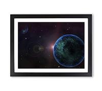 Space Planets No.8 Modern Framed Print | A3 Black Framed Wall Art | Ready to Hang | Modern Space Picture | Living Room Bedroom Lounge Office