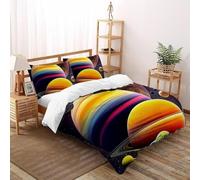 Space Planets Quilt Cover for Bedding 3D Printed Milky Way Boys Girls 3Pcs UltraSoft Microfiber Includes 2 Pillowcases ZipperClosure King(220x240cm)