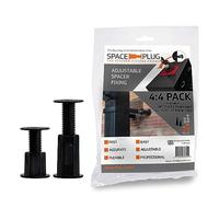 Space-Plug Adjustable Spacer Fixings 8 Pack of Black Spacers, (4 Regular size for 30-50mm gaps, 4 XL size for 45-80mm gaps), Professional & DIY use for kitchen, bedroom & bathroom installations