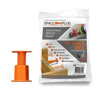 Space-Plug Adjustable Spacer Fixings (Regular Size for 30-50mm Gaps), 25 Pack of Original Orange Spacers, Professional & DIY use for Kitchen, Bedroom, Bathroom & Furniture installations