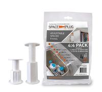 Space-Plug Adjustable White Spacers 8 Pack, (4 Regular size for 30-50mm gaps, 4 XL size for 45-80mm gaps), Professional & DIY use for kitchen, bedroom, bathroom & furniture installations