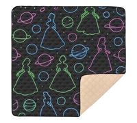 Space Princess - Neon Style Soft Foam Baby Playmat for Floor Portable Tummy Time Mat for Baby Toddler Infant, 50'' x 50''