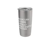 Space Programs Mercury Gemini Apollo Shuttle Artemis to Moon Stainless Steel Insulated Tumbler