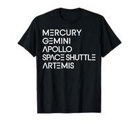 Space Programs Mercury Gemini Apollo Shuttle Artemis to Moon T-Shirt