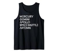 Space Programs Mercury Gemini Apollo Shuttle Artemis to Moon Tank Top