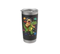 Space Pug Riding a T-Rex Cute Pug Kids Stainless Steel Insulated Tumbler