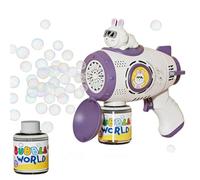 Space Rabbit 15-Hole Bubble Machine, Portable Bubble Blower For Kids - Cute Rabbit Design, Continuous Bubble Blowing, Safe for Toddlers, Portable for Indoor & Outdoor Garden Party Activities (Purple)