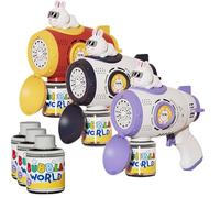 Space Rabbit 15-Hole Bubble Machine, Portable Bubble Blower For Kids - Cute Rabbit Design, Continuous Bubble Blowing, Safe for Toddlers, Portable for Indoor & Outdoor Garden Party Activities (3Pc)