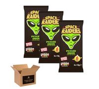 Space Raiders Crisps 6 Pack in 1 Pack - Beef/Onion Classic Retro Crisps Snack Packs for Lunchboxes, School, Work, Picnics & Sharing - Bold Flavour Crunchy Snacks (Pack 3, 6xPickled Onion)