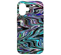 Space Rainbow Blue Black Abstract Swirl Art Modern Pattern Case for iPhone 16