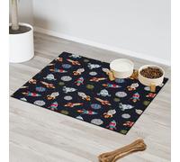 Space Rocket Cartoon Pet Feeding Mat for Cat Dog Water Bowl Food Mats Spaceship Cartoon Pet Feeding Mats Absorbent Nti-Slip Contain Spills Protects Floors Placemat 60.9 x 81.2 cm