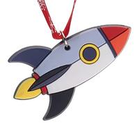 Space Rocket Fun Hanging Christmas Tree Decoration Silicone Ornament Novelty Bauble - Stocking Filler - Secret Santa - Colourful Multicoloured - Small Gift - Funny