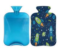 Space Rocket Hot Water Bottle with Cover, 2L Hot Water Bag for Pain Relief, Neck and Shoulder, Hand Feet Warmer