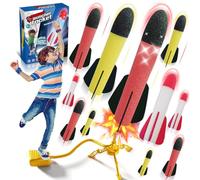 Space Rocket Launcher for Kids, Garden Games Rockets and Multi Player Adjustable Catapult Launcher Stand, Birthday Gift Toys for Kids Boys Girls Age 3 4 5 6 7 8 + Years Old