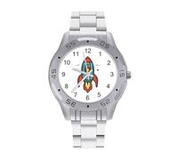 Space Rocket Men's Quartz Watch Trendy Stainless Steel Bands Easy Read Minimalist Wristwatches Business Daily