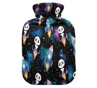 Space Rocket Panda Hot Cold Water Bottle with Fleece Cover PVC Hot Water Bag 2 Liter