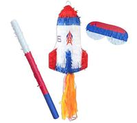 Space Rocket Pinata for Kids Parties - Includes Bashing Stick & Blindfold - Fill Your Own Party Game Decoration - Astronaut & Outer Space Themed Birthday Parties - 43cm x 27.5cm x 20.5cm