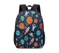 Space Rocket Planet Kids Backpack 17 Inch Boys Girls Cartoon Retro Cosmic Primary School Bag Travel Nursery Daypack (06)