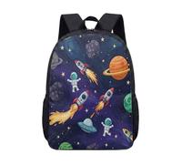 Space Rocket Planet Kids Backpack 17 Inch Boys Girls Cartoon Retro Cosmic Primary School Bag Travel Nursery Daypack (07)