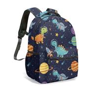Space Rocket Print 16 Inch Backpack All Over Galaxy Planet Star Constellation Colorful Flat Illustration Travel Daypack Rucksack (15)