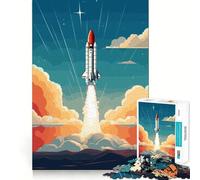 Space Rocket Retro 1000 Piece Jigsaws for Teenagers Puzzle Logic Toy Together Fun Precision Cut Stylish Gift 38x26cm