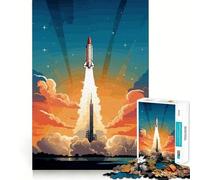 Space Rocket Retro 1000 Pieces Jigsaw Puzzles for Teenagers Recall Upgrade Relaxing Fun Clear Cut Seasonal Gift 38x26cm