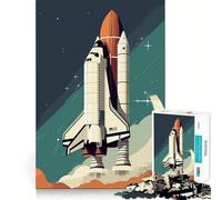 Space Rocket Retro Jigsaw Puzzles 1000 Piece for Teenagers Memory Build Indoor Play Fine Cut Santa Wish Pick 50x75cm