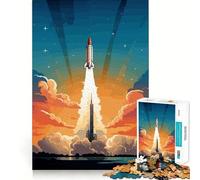 Space Rocket Retro Jigsaw Puzzles for Adults 1000 Piece Enhance Recall Leisure Time Exact Edge Festival Gift 50x75cm
