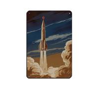 Space Rocket Ship Launch Poster Tin Sign Vintage Metal Pub Club Cafe Bar Home Wall Art Decoration Poster Retro 8x12inch(20x30cm)