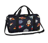 Space Rocket Spaceship Sports Duffel Bags Cartoon Weekend Overnight Bag Casual Tote Holdall Travel Gym Luggage Duffel Bag for Kids Girls Boys Women Men