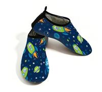 Space Rocket Water Shoes for Women Men, Quick-Dry Swim Shoes Lightweight Barefoot Aqua Socks for Beach Surfing Sports Pool Yoga Driving Running, M