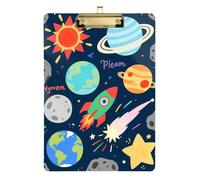 Space - Rockets and Planets map clipboard Hard Board for Homework Pediatric Size 9 x 12