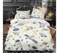 Space Rockets Comforter Cover 3D Design Printed Easy Care 3-Piece Bed Set Zipper cartoon Space Theme_1 Quilt Cover Ultra Soft Machine Washable for Teens Adults Women Kids Youth Double（200x200cm）