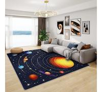 Space Rug for Kids - Outer Space Rug, Kids Solar System Planet Rugs for Living Room Bedroom, Washable Non Slip Soft Square Carpet, Patterned Area Rugs & Home Decor 120x120 cm