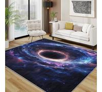 Space Rug - Galaxy Cosmic Nebula Small Rugs for Bedroom 60x90, Sci-Fi Black Hole Floor Mat Soft Washable Non Slip Indoor Mats, Space Room Decor