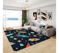 Space Rugs for Kids Bedroom - Boys Outer Space Rug, Rocket Planet Rugs for Living Room Bedroom, Washable Non Slip Soft Large Carpet, Patterned Area Rugs & Home Decor 120x170 cm