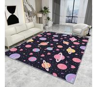 Space Rugs for Kids Bedroom - Space Rug - Cute Cartoon Planet Love Heart Rugs, Nursery Baby Multicolour Carpet, Washable Rug Non Slip Low Pile Soft Large Area Rugs, Space Home Decor Gifts, 80 X 150 cm
