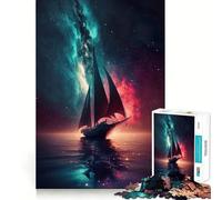 Space Sailing Boat Galaxy Jigsaw Puzzles 1000 Pieces for Teenagers Thought Toy Shared Fun Precise Edge Santa Wish Item 50x75cm