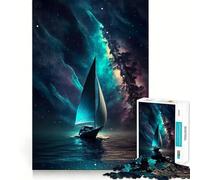 Space Sailing Boat Galaxy Jigsaw Puzzles for Adults 1000 Piece Enhance Recall Leisure Time Exact Edge Festival Gift 38x26cm