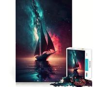 Space Sailing Boat Galaxy Jigsaw Puzzles for Adults 1000 Pieces Pure Logic Toy Stress Free Sharp Cut Santa Wish Item 38x52cm