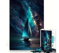 Space Sailing Boat Galaxy Jigsaw Puzzles for Adults 1000 Pieces Pure Logic Toy Stress Free Sharp Cut Santa Wish Item 50x75cm