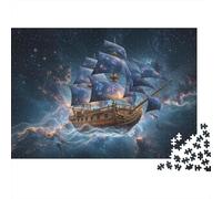 Space Sailing Ship 1000-Piece Puzzle for Adults, 38x26cm/1000pcs, Smooth White Pieces for Easy Handling; for Relaxed Evenings at The Table