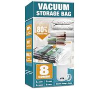 Space Saver Bags, Vacuum Storage Bags, Compression for Blankets and Bedding, Clothes Sealer Storage (8 Pack with Electric Pump)