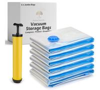 Space Saver Vacuum Storage Bags - Jumbo Clothes & Bedding Vacuum Packs (6 Pack) with Pump