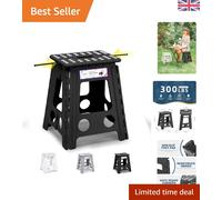 Space-Saving 16-Inch Black Folding Stool - Durable and Lightweight for Easy Use