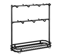 Space Saving 2 Tiers Metal Mugs Tree Mugs/Cup Countertops Stand With 14 Hook And Bottom Tray For Home