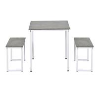 Space-Saving 3-Piece Dining Set for 4 Gray & White Includes Bench Ideal for Kitchen & Patio Perfect for Outdoor Dining & Entertaining