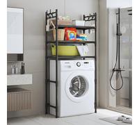 Space-Saving 3-Tier Mobile Shelf Above Washing Machine - Black Laundry Deternt Holder & Stora Rack for Small Bathroom & Laundry Room Spaces