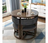 Space Saving 4 Piece Dining Set with Round Table Perfect for Living Room Kitchen Conference Room & Reception Area Low Profile Design for Modern Decor
